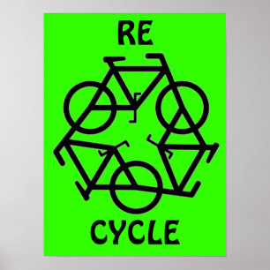 Poster RE símbolo da bicicleta do reciclar do CICLO