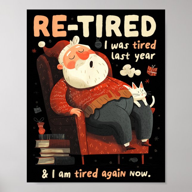 Poster Re-tired Santa Definition Funny  (Frente)