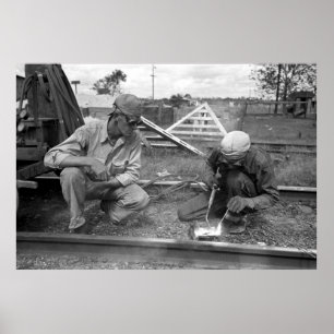 Póster Reabilitação da estrada de ferro, os anos 30