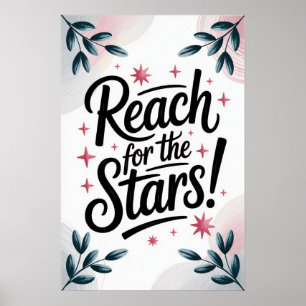 Poster Reach for the Stars - Inspirational Wall Art Impre