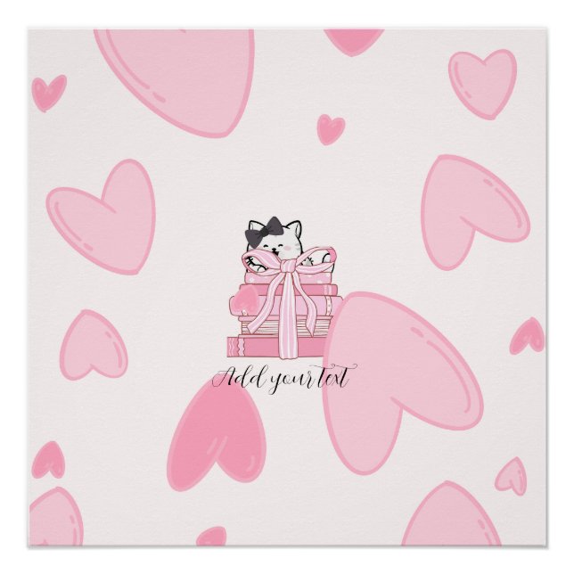 Póster Read • Love • Display – Cat & Book Glossy Poster (Frente)