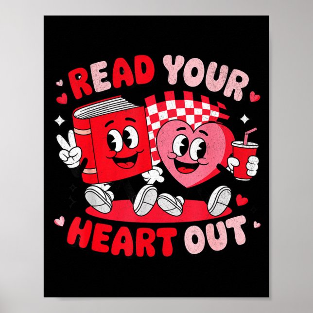 Poster Read Your Heart Out Valentine's Day Retro Teacher  (Frente)