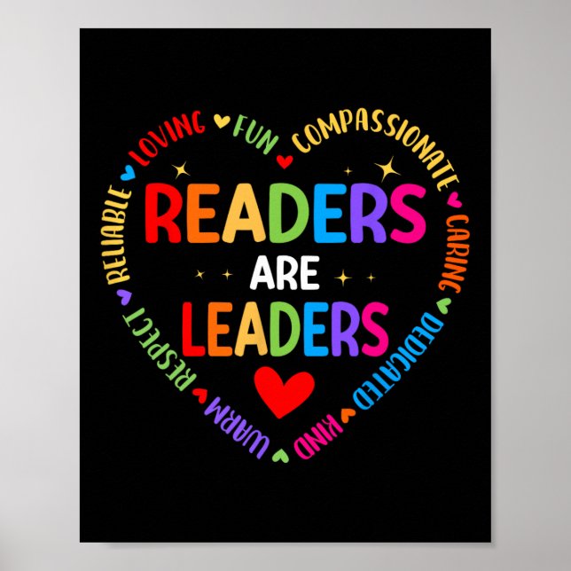 Poster Readers Are Leaders Reading Teacher Women Kids Boo (Frente)