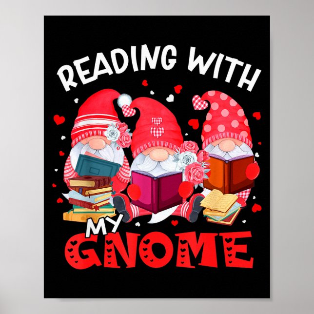 Poster Reading With My Gnomies Books Teacher Librarian Va (Frente)