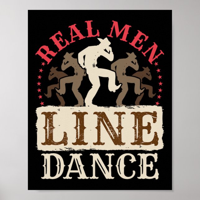 Poster Real Men Line Dance Shirt Country Western Dancing (Frente)