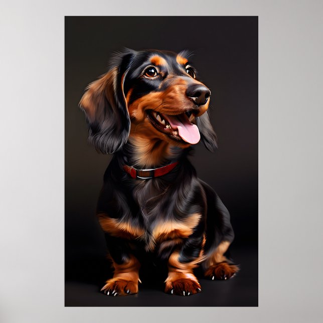 Poster Realismo Dachshund Retrato Vertical (Frente)