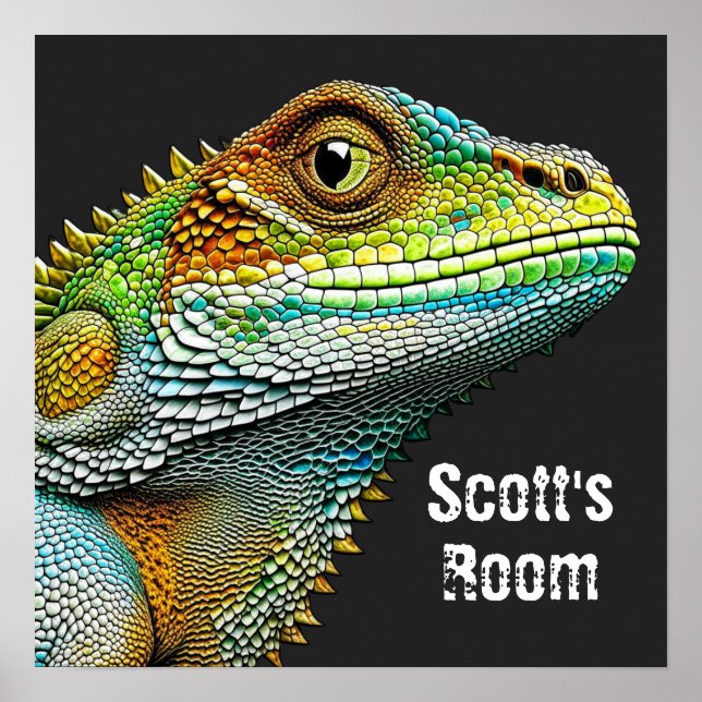 Poster Realista Lizard Iguana Personalizado (Frente)