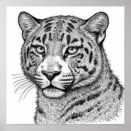 Poster Realistic Leopard Print Skin/Fur Coloring Template