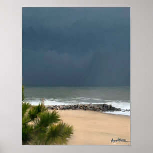 Poster Realistic seascape Delaware Beach Rain