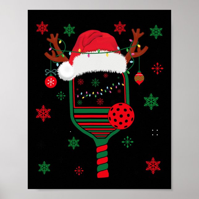 Poster Realizador de Natal do Jogador de Pickleball Xmas (Frente)