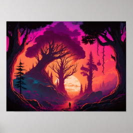 Poster Realms Além Disso: Sunset Místico Floresta