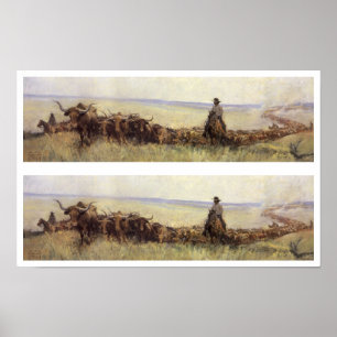Poster Rebanho da fuga a Wyoming por WHD Koerner