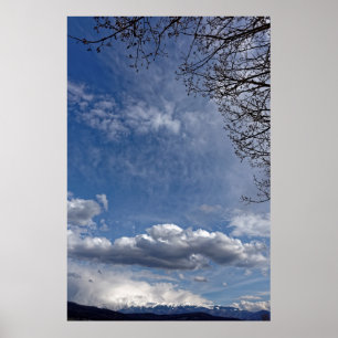 Póster Rebanho de nuvens sobre as montanhas Fagaras Romên