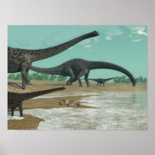 Poster Rebanho dos dinossauros do Diplodocus - 3D rendem
