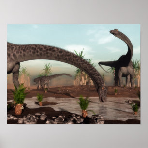 Póster Rebanho dos dinossauros do Diplodocus que vai