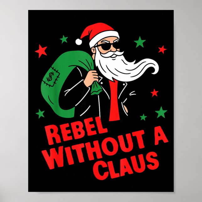 Poster Rebel Without A Claus– Cool Santa Leather Jacket C (Frente)