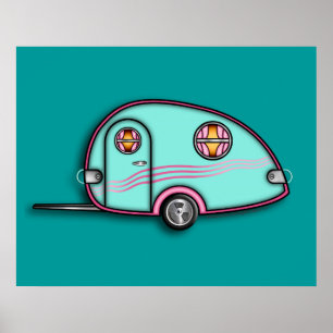 Póster Reboque de Viagem RV Largura 24 X 39 ARCHIVAL IMPR