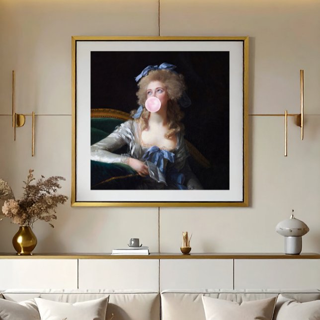 Póster Recatada com Chiclete Rosa (A vintage painting pop art makes for a great statement piece.)