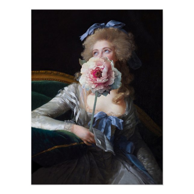 Póster Recatada com Peônia Rosa (Frente)