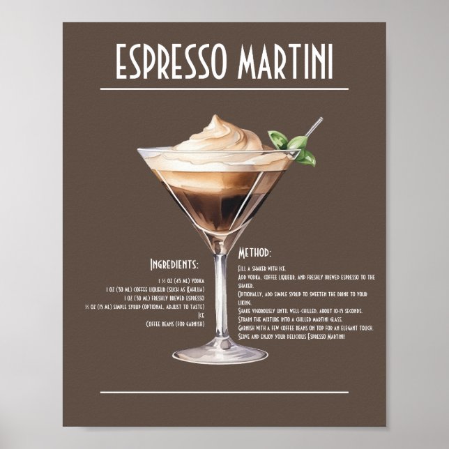 Poster Receita clássica Espresso Martini (Frente)