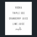 Poster Receita Cosmopolita de Cocktail<br><div class="desc">Receita Cosmopolita de Cocktail</div>