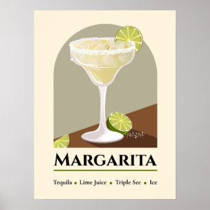 Poster Receita de Arte de Margarita Mexicana Clássica com