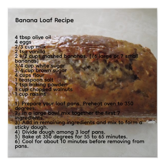 Póster Receita de Banana Loaf (Frente)