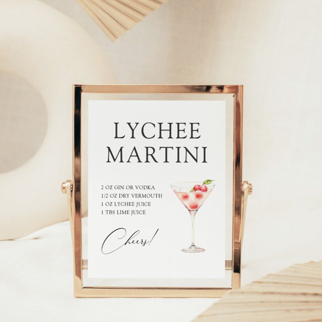 Poster Receita de Bar de Coquetel Lychee Martini (Criador carregado)