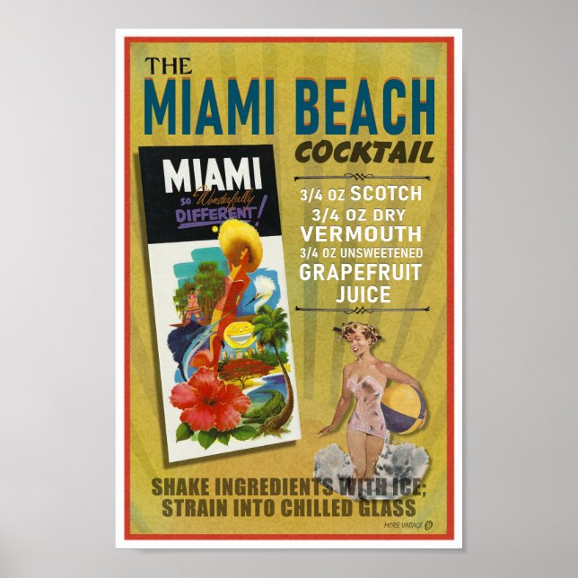 POSTER RECEITA DE BEBIDA IMPRESSA ILUSTRAÇÕES VINTAGE (Frente)