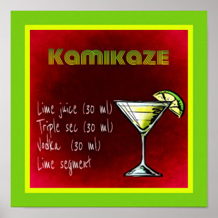 Póster Receita de Cocktail de Kamikaze