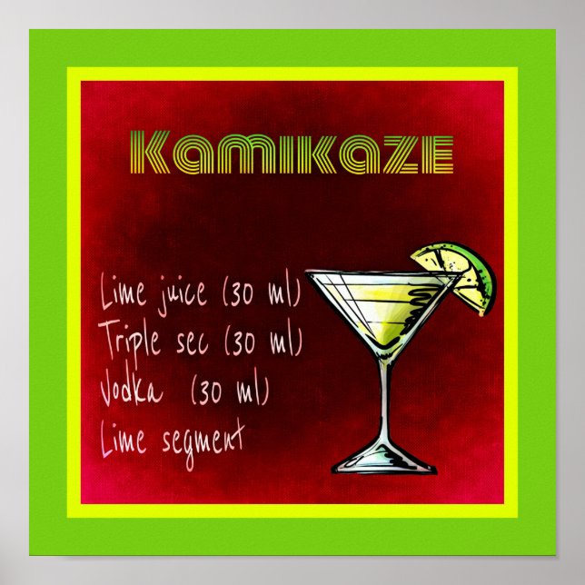 Póster Receita de Cocktail de Kamikaze (Frente)
