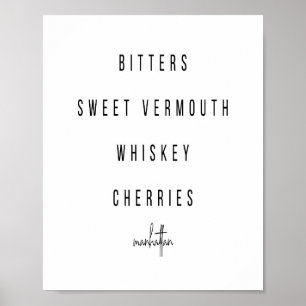 Poster Receita de Cocktail Manhattan