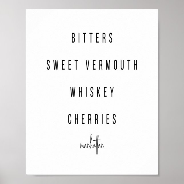 Poster Receita de Cocktail Manhattan (Frente)