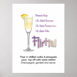 Poster Receita de Coquetel Flirtini Arte 18"x24"