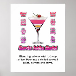 Poster Receita de Coquetel Martini Cherries Jubilee 16"x2