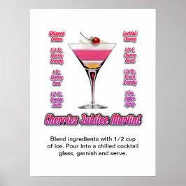 Poster Receita de Coquetel Martini Cherries Jubilee 18"x2