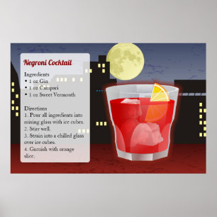 Poster Receita de Coquetel Negroni