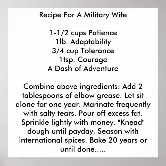 Poster Receita De Esposa Militar (Frente)