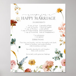 Poster Receita de Flores de Jardim para um Casamento Feli