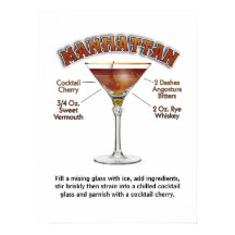 Receita de Manhattan Cocktail Arte 18"x24" Impress