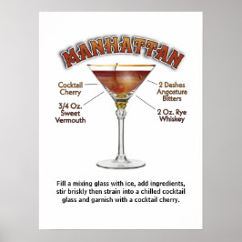 Poster Receita de Manhattan Cocktail Arte 18"x24" Impress