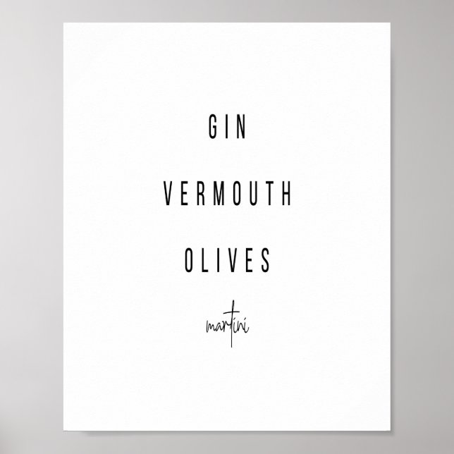 Poster Receita de Martini Cocktail (Frente)