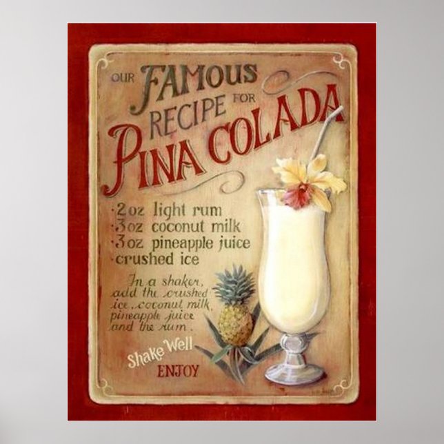 Poster Receita de Pina colada (Frente)