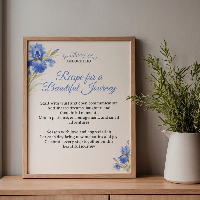 Poster Receita de Presente de Chuveiro de Noiva para uma  (Bridal Shower Gift Recipe for a Beautiful Journey Poster
)