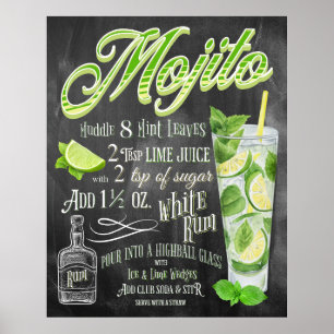 Poster Receita de quadro coquetel de mojito