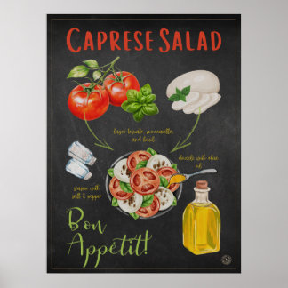 Poster Receita de Salada Caprese - Cozinha Italiana