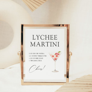 Poster Receita do Bar de Coquetel Lychee Martini