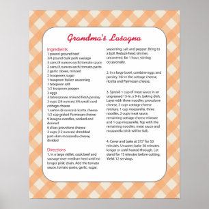 Poster Receita favorita da família retro - lasanhas