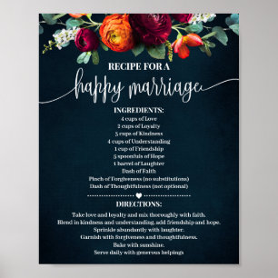 Poster Receita para Casamento feliz Marinho de vinho pres