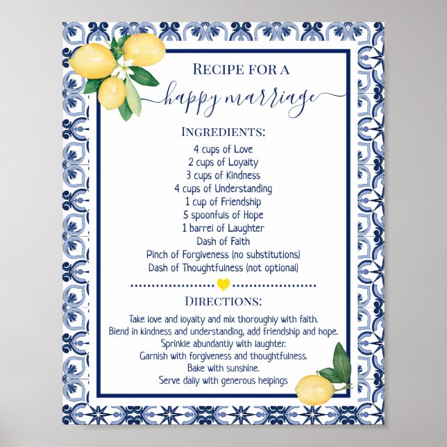 Poster Receita para uma Feliz Casamento Presente de Chuve (Frente)